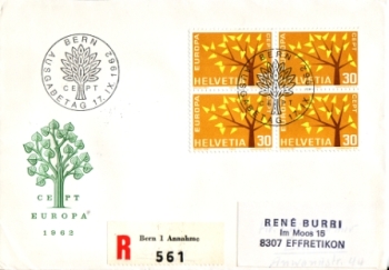 CH FDC 0756 (Viererblock) 1962 09 005 ●